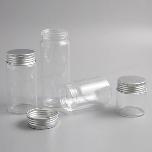 200 x 50ml 80ml 100ml 150ml High Boro-Silicate Glass Vial 80cc Large Screw Neck Glass Vials With Aluminum Cap 50ml 100ml 150ml