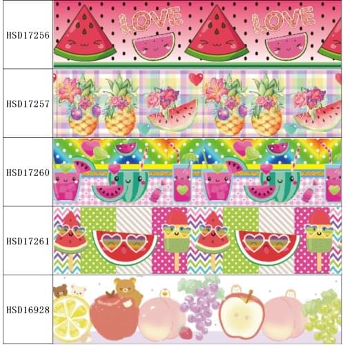 22MM 25MM 38MM 50MM 75mm Printed Fruits Pattern on Grosgrain Ribbon for diy ribbon