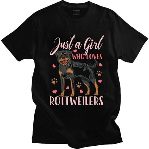 Kawaii Rottweiler Dog T Shirt for Men 100% Cotton Fashion T-shirt Short Sleeve Metzgerhund Lover Tee Tops Loose Fit Clothing