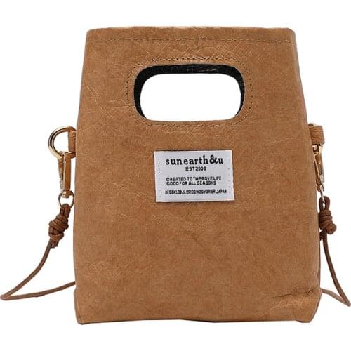 Brown Kraft Paper Cell phone Pouch Vintage String Strap Crossbody Bags Waterproof Ecofriendly Outdoor Travel Purses and Handbags