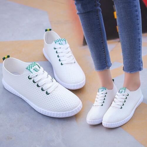 Hot Sports Shoes womens Fashion Mesh Surface Breathable Vulcanized Shoes Lacing Flat Heel White Shoe Versatile Casual Shoe Girl
