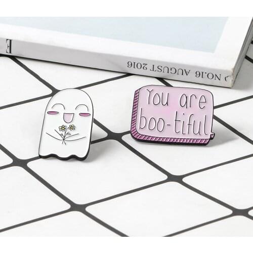 Cute Ghost BOO-tiful Brooch For Backpacks Alloy Enamel Pins Shirt Broche for Men Women Badge Pines Brooches Jewelry Accessories