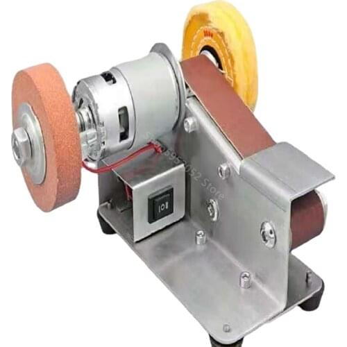 Micro 15 degree multi-function small mini electric belt machine DIY polishing machine woodworking sharpening knife sharpening