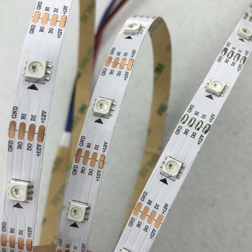 WHITE PCB 30leds/m WS2815 DC12V addressable full color RGB 5050 LED strip;5m/reel;non-waterproof;IP33