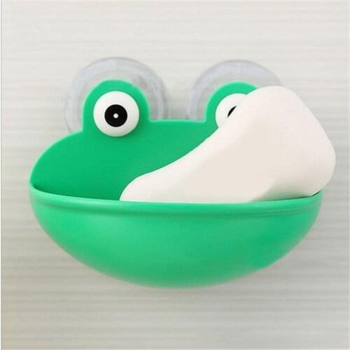 Bathroom Accessory Soapbox Soap Dish Holder Kitchen Durable with Suction Cups Frogs Shaped ABS Soap Case Household