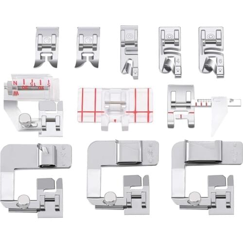 11 Pieces Sewing Machine Presser Foot Kit Hemmer Foot Set Fit for Most Low Shank Sewing Machines