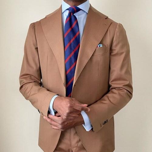 Jacket+Pants) Brown Single Breasted 2 Piece Groom Tuexdos For Wedding Formal Prom Suit Party Evening Blazer Custom Made