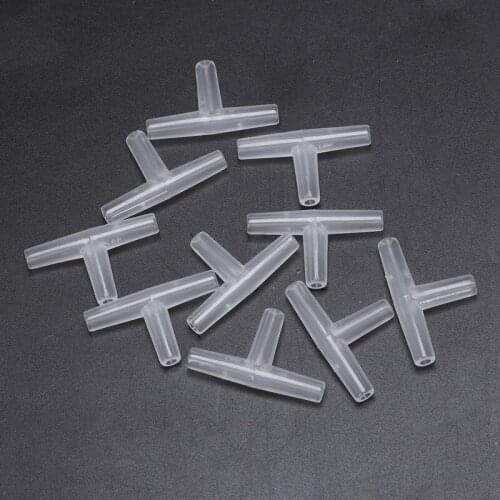 Plastic Tee Shape Aquarium 3-Way Air Valve Connectors 10 Pcs White