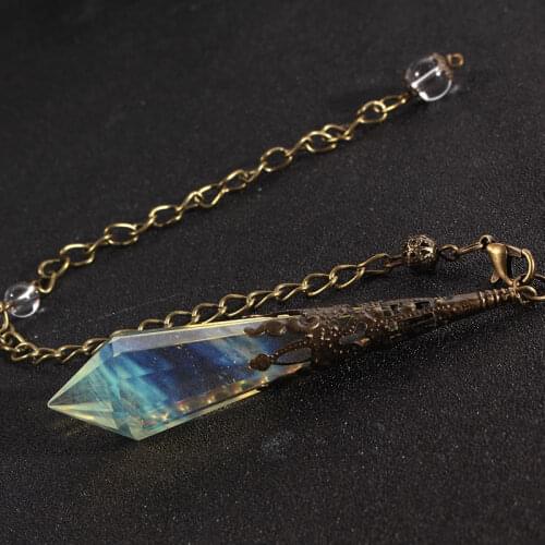 Natural Quartz Reiki Healing Glass Pendulum Pendant Hexagon Prism Reiki Stone Pendulum Pendant Amulet Balancing Charms Jewelry