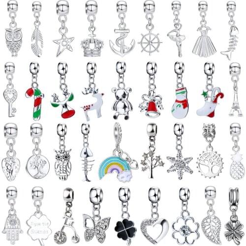 Silver Plated Animal Pendant Rainbow Wings Owl Beads Suitable for Original Pandora Charm Bracelet Girl Jewelry Making Gifts