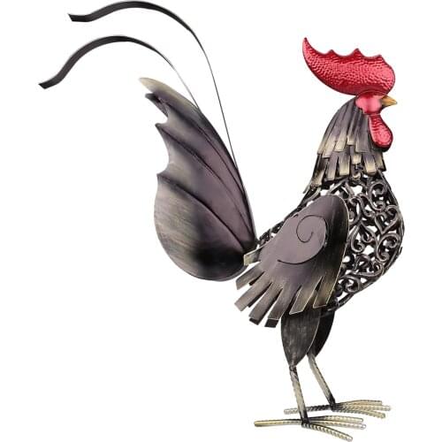 Carved Iron Metal Rooster Sculpture Figurine Ornament Handicraft Home Decor