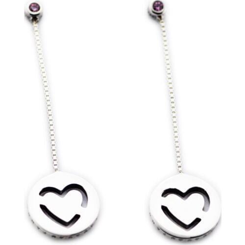 Earring Pure Love Dangle Earrings Sterling-Silver-Jewelry 100% for Women Luminous Brincos Oorbellen Pendientes