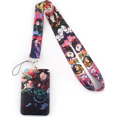 1pc ZF2339 Anime Demon Slayer Lanyard Card Holder Student Hanging Neck Phone Lanyard Badge Subway Access Card Holder Jewelry