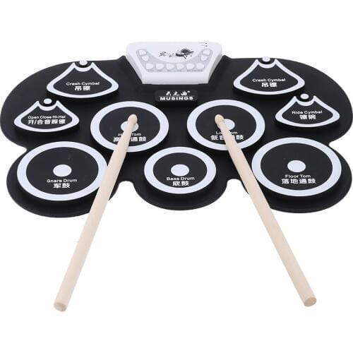 Silicone Portable Foldable Digital USB Roll-up Electronic Drum Pad Kit with Stick and Foot Pedal electric drum kit percussion