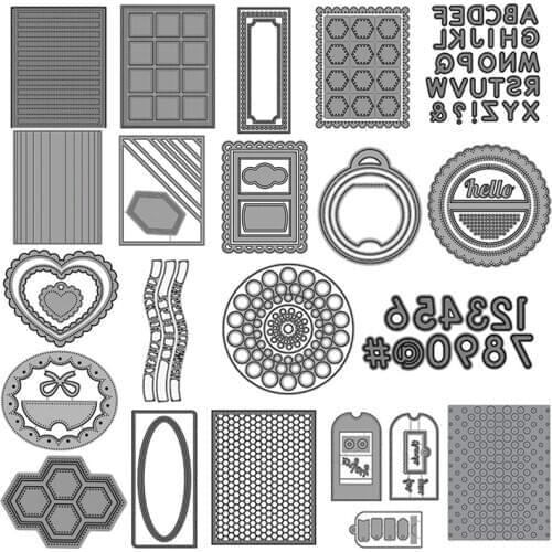 Slimline Honeycomb Halftone Dots Square Rectangle Frames Numbers Alphabets Cutting Dies for DIY Scrapbooking Cards Crafts 2020