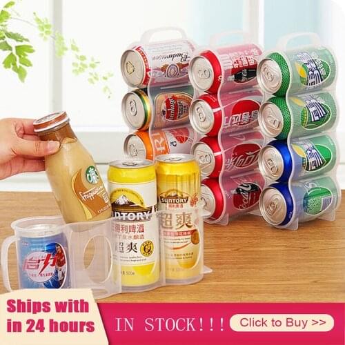 Juice Drink Racks Can Space-saving Organizer Fridge Kitchen Storage Beverage Grid Pull Can Storage Box Refrigerator Accessories