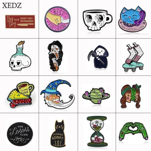 XEDZ New Cup Ghost Cat Planet Double-faced Girl Hourglass Lazy Egg Yolk Brooch Child Cute Animal Pendant Gift Jewelry clothin