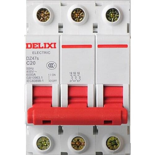 1P 2P 3P 4P AC C-type air switch Delixi DZ47s-63C high breaking miniature circuit breaker suitable for 50HZ or 60HZ
