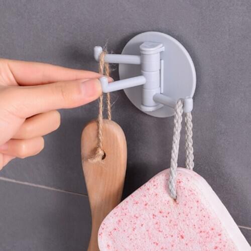 2PCS Plastic 3-branch Rotating Hook For Household Non-marking Paste For Door Multifunctional Wall Towel Hook For Bathroom