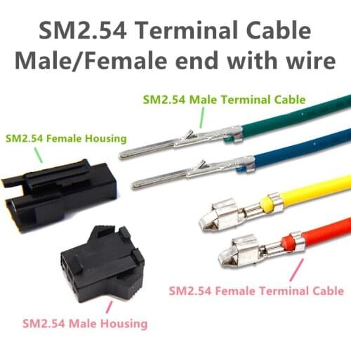 20pcs/lot SM2.54 male and female terminal connection line to plug-in line air to plug-in 2.54MM Color Electronic Wire 22AWG