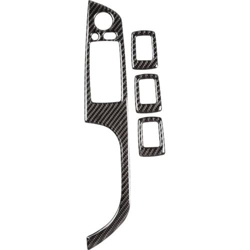 4pcs Carbon Fiber Car Window Lift Switch Button Panel Frame Cover Trim Decoration Sticker for 3 Series E90 2005-2012