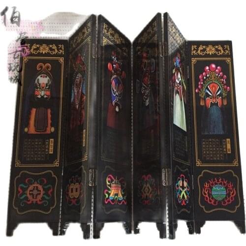 Antique folding six screens Peking Opera Face painting with Chinese characteristics lacquer painting home furnishing
