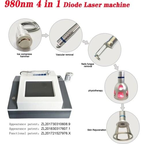 BEST 30W 4 in 1 980nm diode laser vascular removal machine remove spider veins 980 diode laser blood vessels removal Nail Fungus