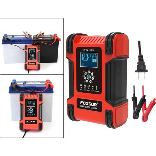 Car Battery Charger 24V 6A Automatic Motorcycle Charge Charging US Plug