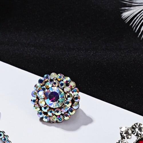 RINHOO Shiny Rhinestone Flower Garland Shape Brooches for Women Colorful Crystal Lapel Pins Scarf Wedding Accessories