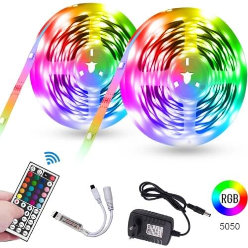 DC12V LED Strip Lights RGB 5050 Led Tape Flexible Ribbon 5m 10m 15m 20m Remote Control RGB Luces led Light Lamp Home Decoration