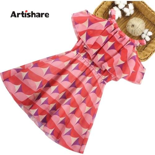 Kids Summer Dresses For Girls Floral Girl Chiffon Dress Off Shoudler Kid Dress Casual Style Childrens Clothing 6 8 10 12 14