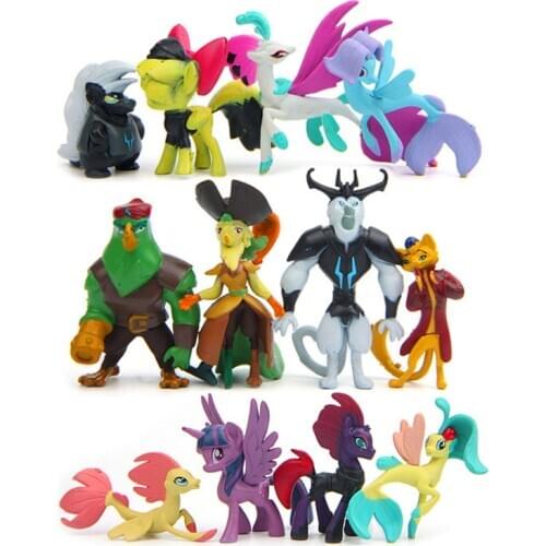 12pcs/set 3-7cm My Tempest Shadow Twilight Sparkel Movie Action Figures Collection Toy Mini Ponies Fish Model Dolls
