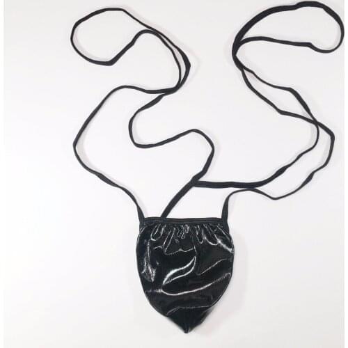 G366V Hot Mens Pouch Thong Suspender PVC Faux Leather Black Mens Pouch Suspender