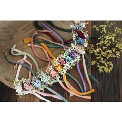 13 color rose headdress full moon 100 days old baby photo hair lead flower original newborn photography props