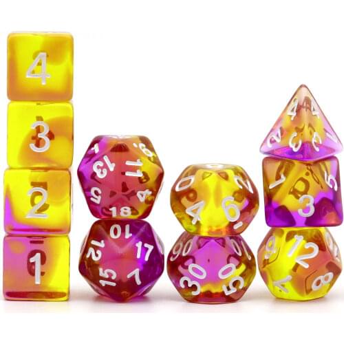 Haxtec 11PCS DND Dice Set Extra D6 D20 Polyhedral D&D Dice for Roleplaying Dice Games-Translucent Purple Yellow