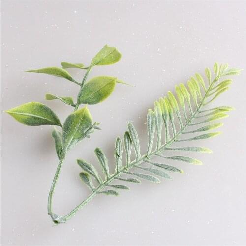 50PCS Artificial Plants Plastic Grass Turtle Leaves Wall Green Plant Accessories Party Wedding Decoration Potted Fake Flowers