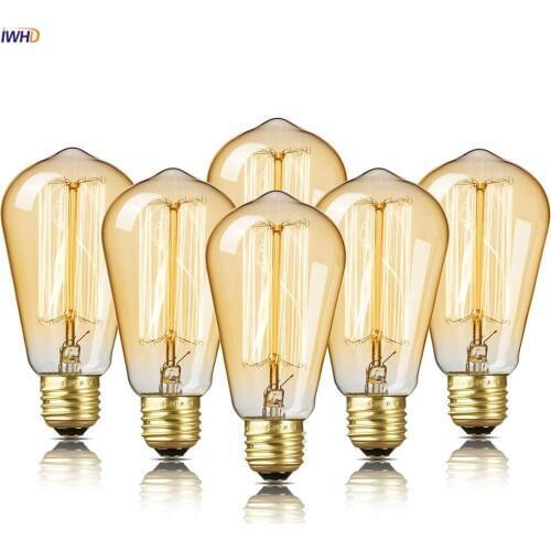 IWHD A19 ST58 40W Ampul Edison Light Bulb E27 220V Loft Industrial Decor Lampara Retro Vintage Lamp Ampoule Bombilla Gloeilamp