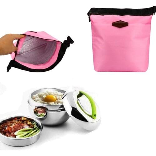 Insulated Canvas Solid Food Storage Bag Cold Picnic Carry Case Thermal Portable Lunch Bag Practical And Durable #W5