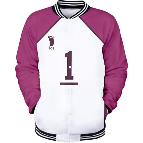 Anime Haikyuu Baseball Jacket Men Bomber Jacket Cosplay Costume Mens Clothing Print Fashion Japan Casual Single Breasted V-neck