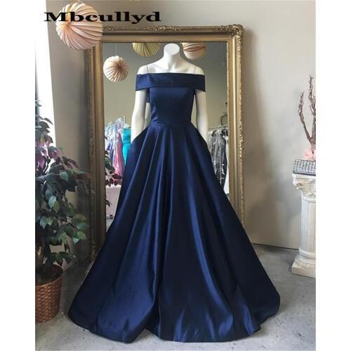 Mbcullyd Strapless Prom Dresses Long 2020 New Elegant Satin Backless Formal Evening Dress Navy Blue vestidos de fiesta de noche