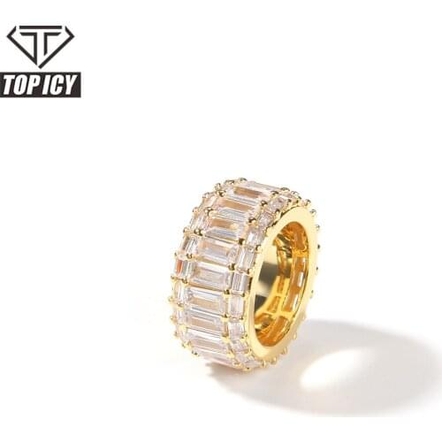 2021 Brand New Jewellery 6 Times 14k Gold Plated Brass Ring Men AAA+ Cubic Zircon Prong Setting Rings Jewelry set