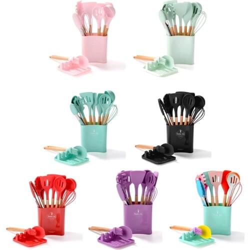 2021 Silicone Kitchen Utensil Set BPA Free Kitchen 12 pieces Cooking Baking Tools Accessories Gadgets Kitchenware With Container