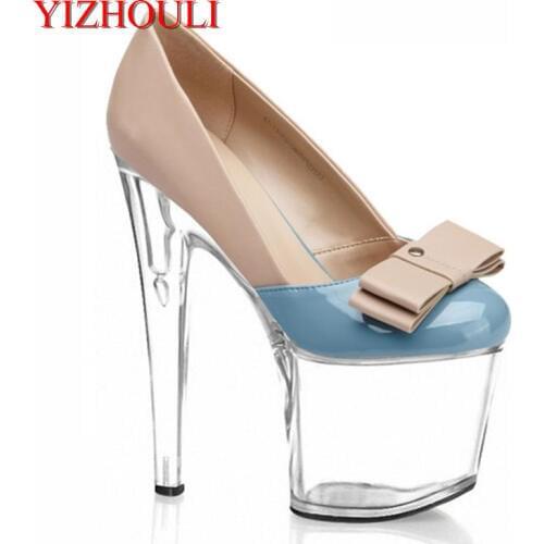 Spring and summer new fashion high heels nightclub bar T stage bow 2018 sell like hot cakes