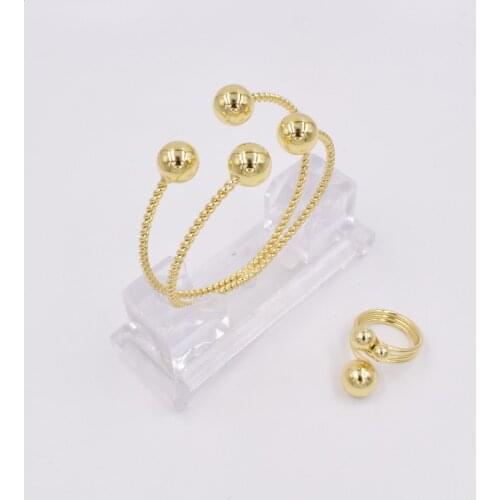 NEW High Quality Ltaly 750 Gold color Jewelry Set For Women african beads fashion BIG Bracelet Ring jewelry NEW High Quality