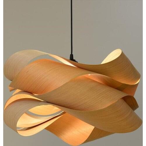 New Wood Skin Pendant Lights Bar DIY Creative Led Wood Pendant Lamp Free Shipping Modern Loft Nordic Kitchen Lighting Fixture