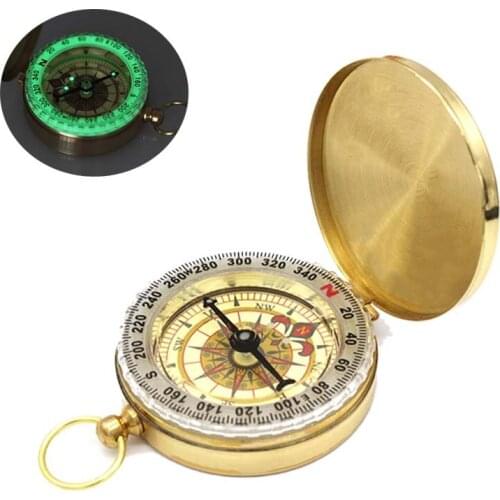 Portable Camping Mountaineering Compass High-quality Pure Copper Flip Luminous Compass Outdoor Activity Pointing Guide Tool