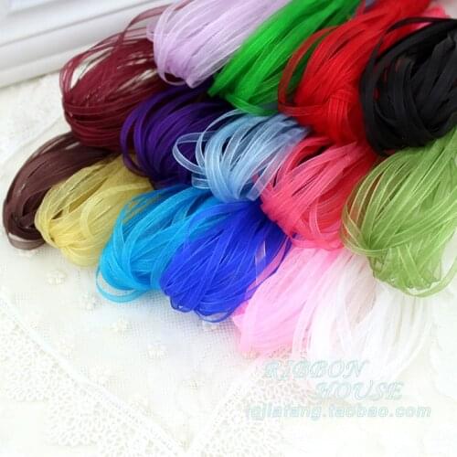 Selling (10 Meters) 0.3CM Width Organza Chiffon Ribbon Wedding Party Decor Gift Wrapping New Year Apparel Sewing Fabric Ribbon