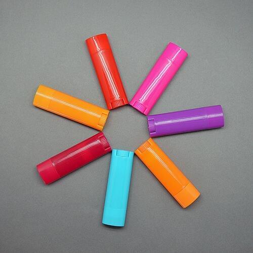 4.5g Transparent Empty Plastic Lip Balm Tubes Candy Colors Tubes Mini Sample Containers Lipstick Case Lotion Glue Sticks 50pcs