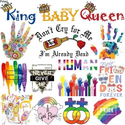 Pulaqi Iron on Transfer Fashion Graffiti Patch Heat Transfer Vinyl Patches For Clothing Color Letter Thermal Stickers On Clothes