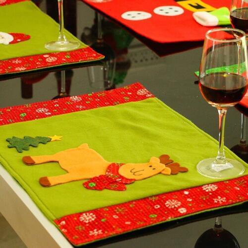 Christmas Decorations Kitchen Table Decoration Non-woven fabric Santa elk Restaurants Furnishings Cushions Mats 4pc/lot